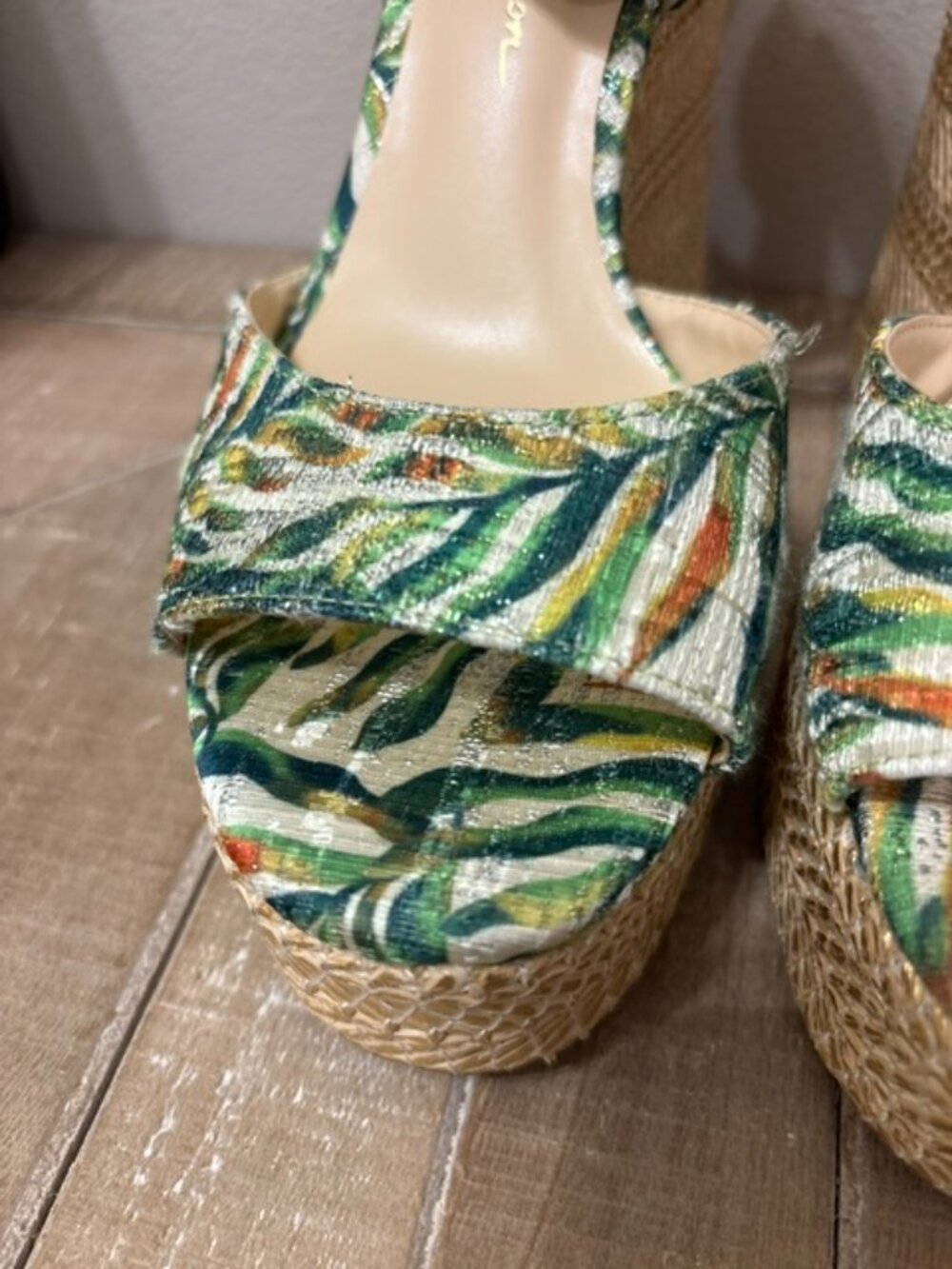 NWOT Jessica Simpson Kamindi Tropical Espadrille Wedge Sandals (no box) - Picture 6 of 7